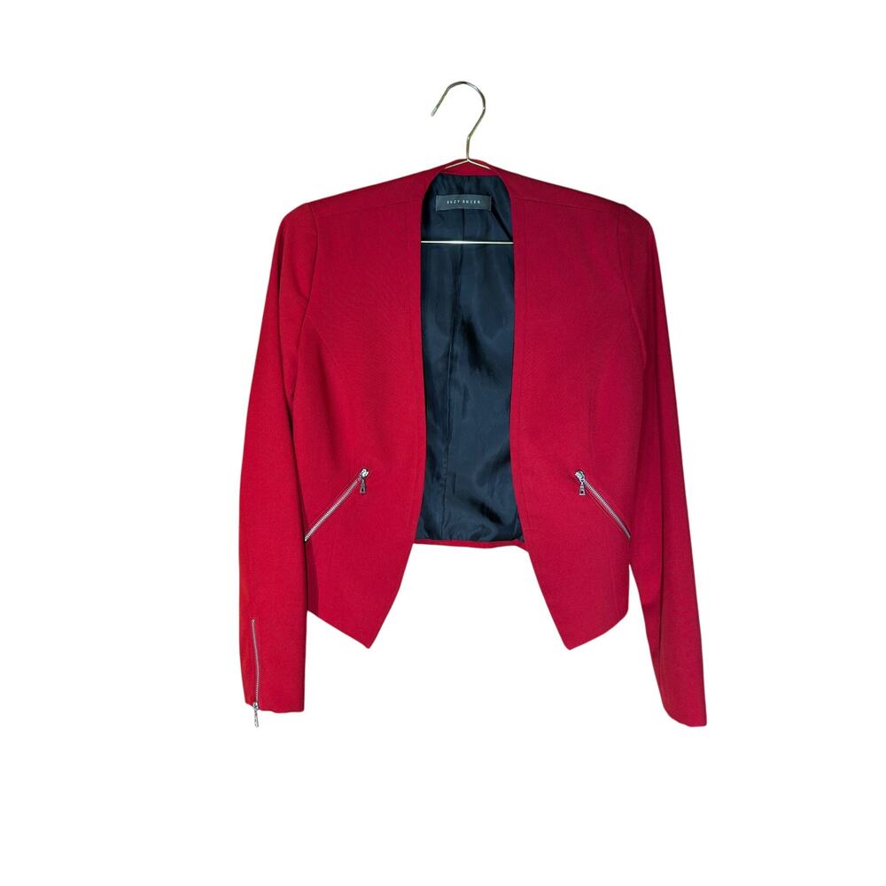 Vintage Y2K Red Suzy Shier Blazer with Zipper Details Sz XS